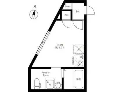 LUDENS AYASE E-ST(ワンルーム/2階)の間取り写真