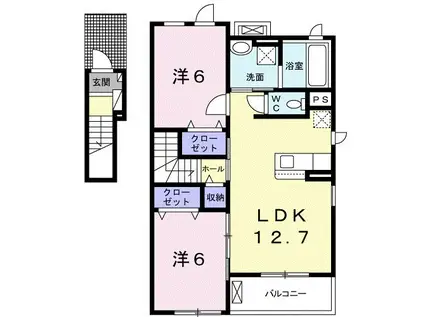 ホワイト アイリス(2LDK/2階)の間取り写真