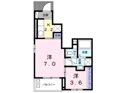 ＪＲ久大本線 御井駅 徒歩20分 3階建 築13年(1LDK/1階)の間取り写真