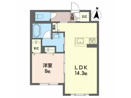 ベレオ高そね(1LDK/1階)の間取り写真