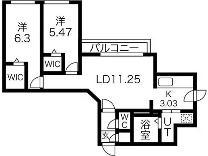 リヴィエールS22(2LDK/4階)の間取り写真
