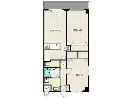 レジデンス宮城野テラス(2LDK/3階)の間取り写真