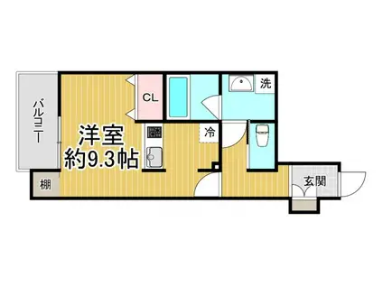 ウェルスクエア西宮(ワンルーム/1階)の間取り写真