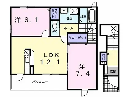 メゾン・田園(2LDK/2階)の間取り写真