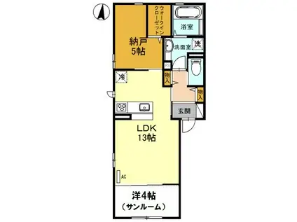 バオムヴォレ(1SLDK/2階)の間取り写真