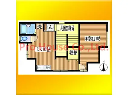 シャトル(1LDK/2階)の間取り写真