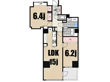 アマックス横浜(2LDK/4階)の間取り写真