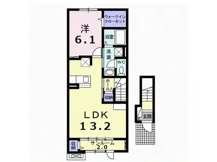 ヴィラ シャロー(1LDK/2階)の間取り写真
