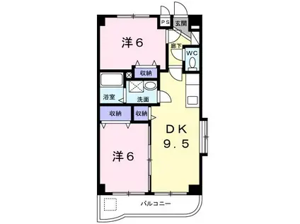 エーデルメゾン(2DK/2階)の間取り写真