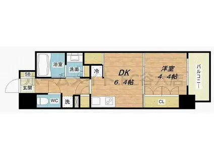 コンフォリア北堀江一丁目(1DK/3階)の間取り写真