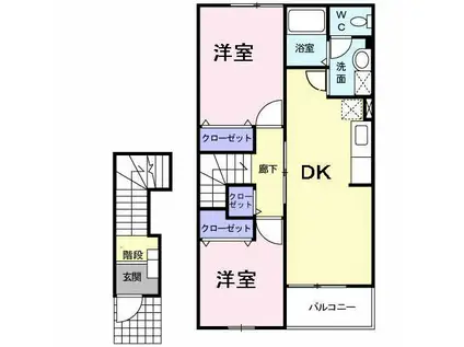 プラットホーム・エヌジェイズ PLATFORM-NJS(2DK/2階)の間取り写真