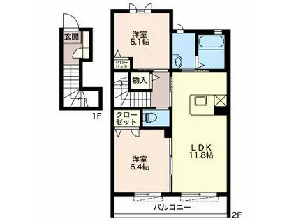 シンフォニー(2LDK/2階)の間取り写真