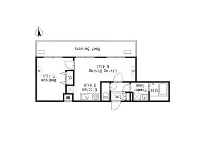 グランパセオ文京小日向(1LDK/4階)の間取り写真