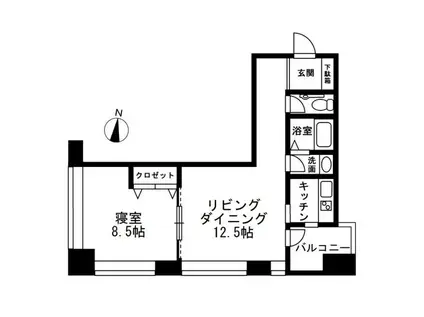 レジディアタワー麻布十番(1LDK/5階)の間取り写真