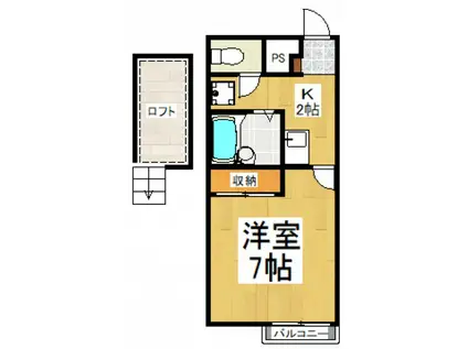 メインシティガーデンエリア(1K/1階)の間取り写真