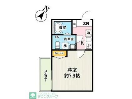 ラミアアルテ若葉(1K/1階)の間取り写真