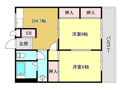 パークヴィラ(2DK/1階)の間取り写真
