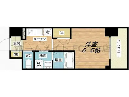 エスリード中之島ザ・コア(1K/4階)の間取り写真