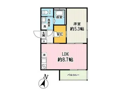 レフィーノ入間(1LDK/3階)の間取り写真