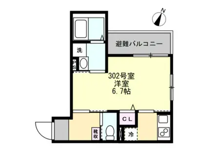 ベイルームコート辻堂(1K/3階)の間取り写真