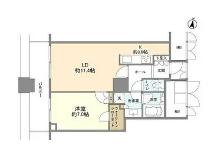 ヴィナシス金町タワーレジデンス(1LDK/6階)の間取り写真