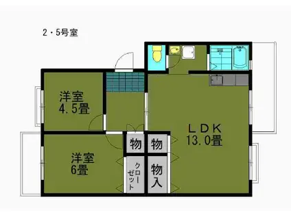 パストラル板倉B(2LDK/1階)の間取り写真