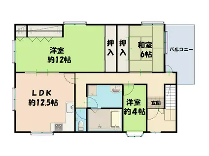 松月アパート(3LDK/3階)の間取り写真