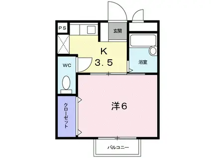 ユニ・メゾン(1K/2階)の間取り写真