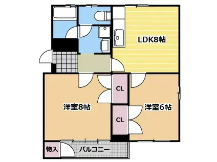園山スリーハウスA(2LDK/2階)の間取り写真