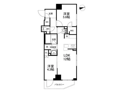 クレストコート世田谷松原(2LDK/4階)の間取り写真