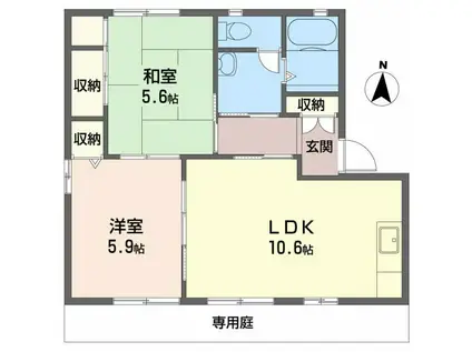 構壱番館A棟(2LDK/1階)の間取り写真