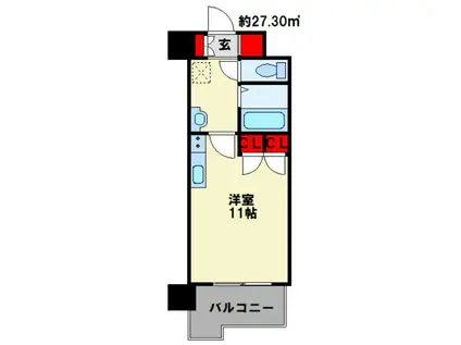 オークランドアサート折尾(ワンルーム/3階)の間取り写真