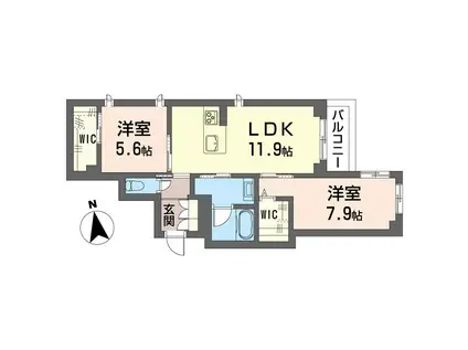 グラン フェリーチェ(2LDK/3階)の間取り写真