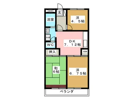 ラリーマンション(3DK/2階)の間取り写真