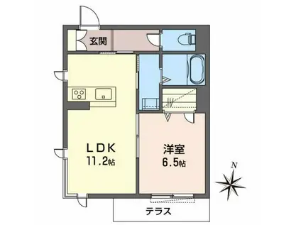 BEREO吹屋町(1LDK/1階)の間取り写真