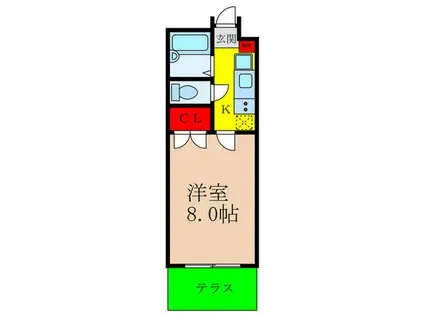 ノルベーユ石橋(1K/1階)の間取り写真