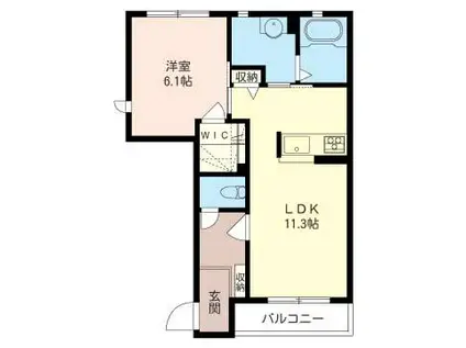 トゥインクル桜(1LDK/1階)の間取り写真