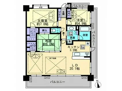 コアマンションルネス大橋(3LDK/11階)の間取り写真