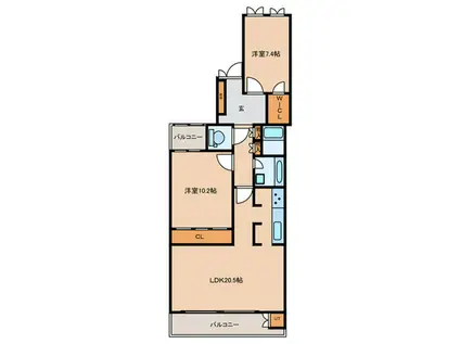 ライオンズヒルズ本山グランフォート(2LDK/5階)の間取り写真