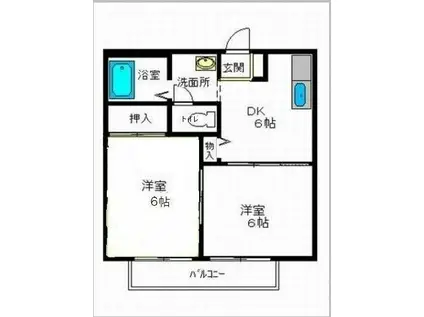 ディアス河原木D(2DK/1階)の間取り写真