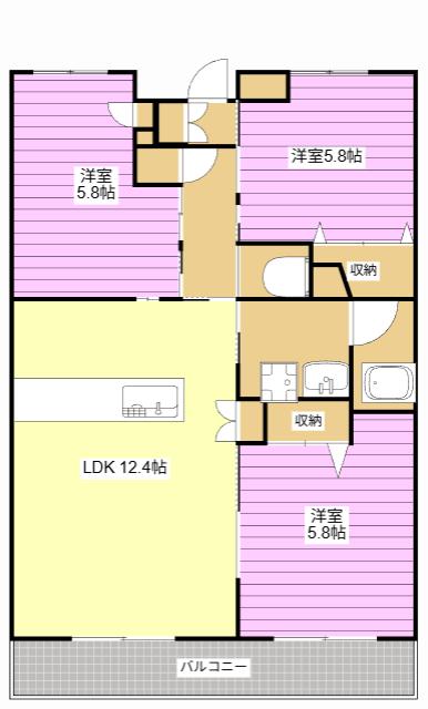 プランドール葵(3LDK/1階)の間取り写真