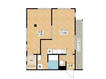 ハイツ伽羅(1LDK/3階)の間取り写真