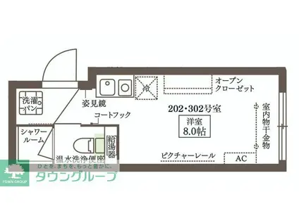 COCOCUBE練馬(ワンルーム/2階)の間取り写真