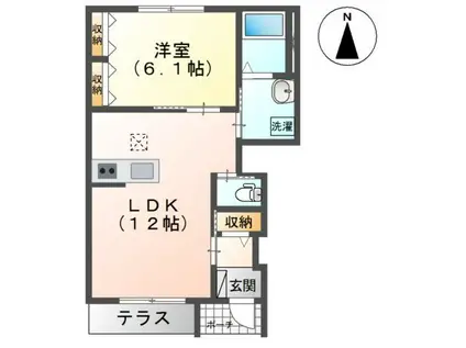 アンサンブルI(1LDK/1階)の間取り写真
