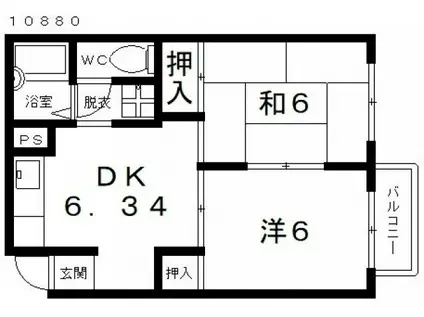 フェリスマンションII(2DK/2階)の間取り写真