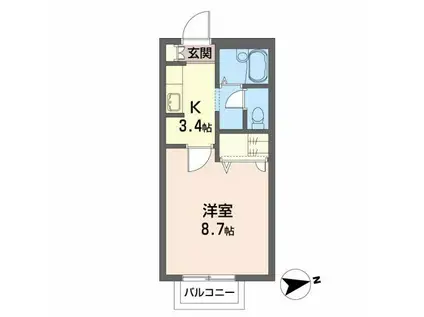 広瀬川ハイムA(1K/2階)の間取り写真