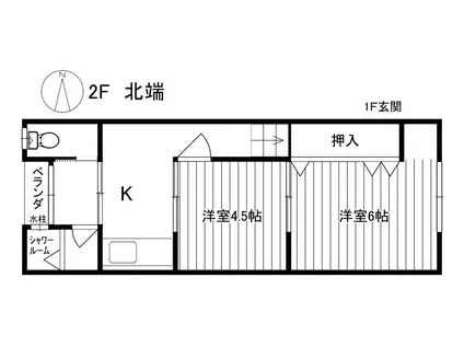 上野芝町1黒田文化(2K/1階)の間取り写真