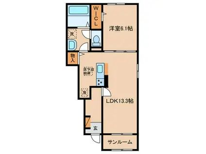 ＪＲ湖西線 堅田駅 徒歩12分 2階建 築2年(1LDK/1階)の間取り写真