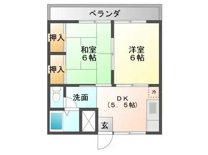 ガーデンハイツII(2DK/3階)の間取り写真