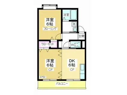 シュライン南宮(2DK/2階)の間取り写真